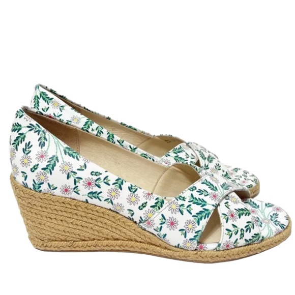 JACK ROGERS NEW IN BOX FLORAL LEATHER UPPER WEDGE ESPADRILLES SIZE 9.5 - Picture 4 of 7